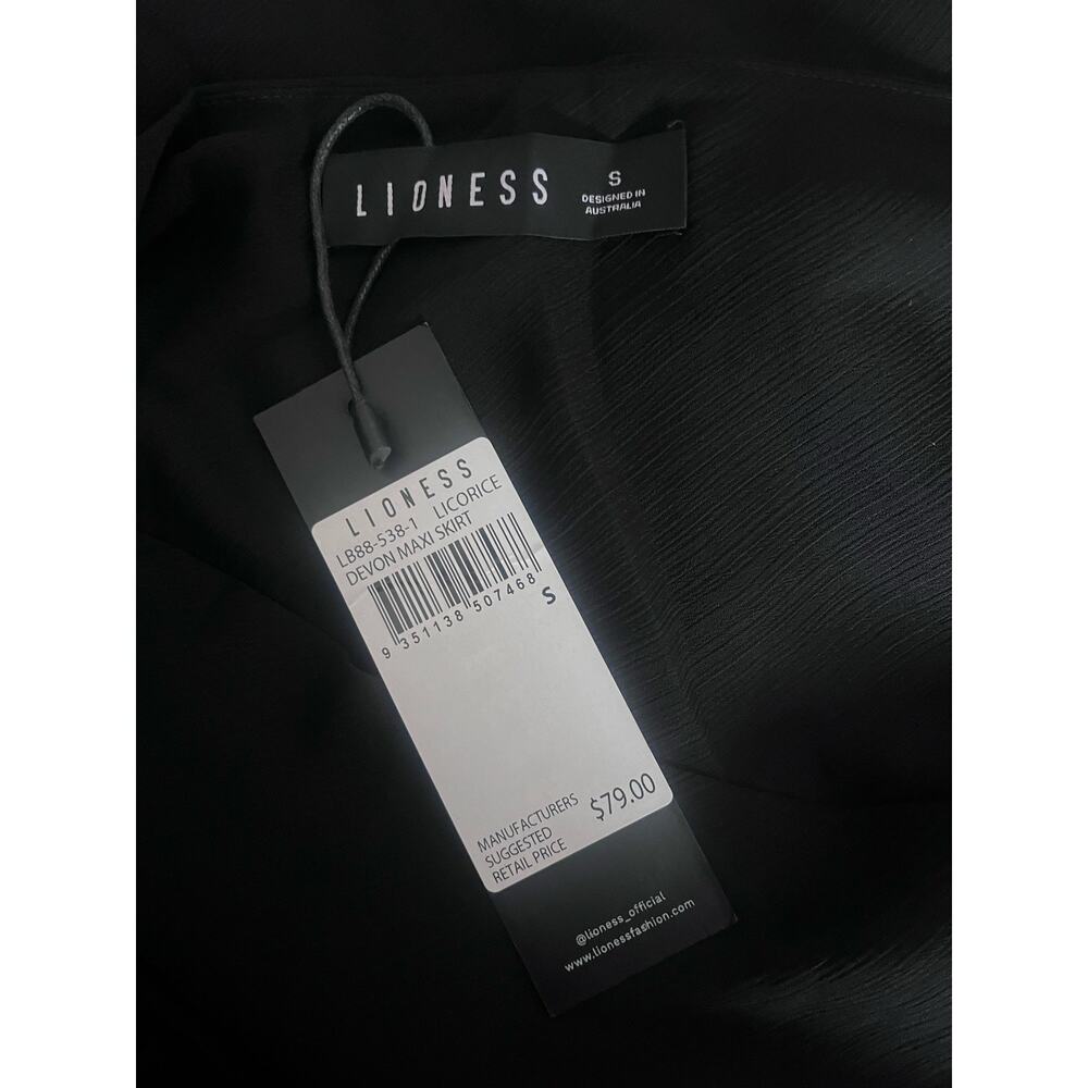 Lioness Australia Devon Long Maxi Skirt Licorice Black Chiffon semi sheer Sm NWT - Picture 4 of 6